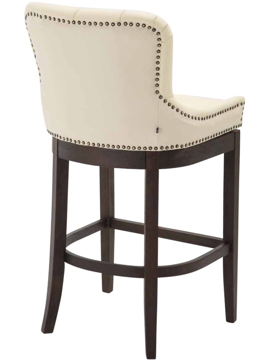 Taburete de bar Lakewood cuero auténtico, antiguo, crema