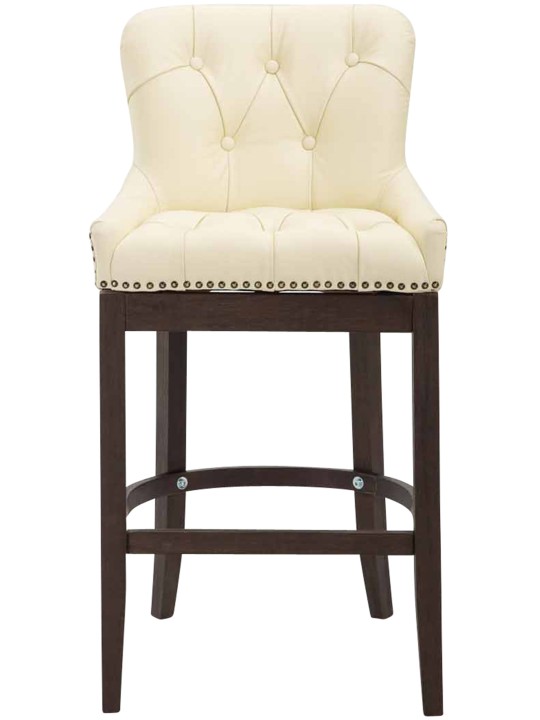 Taburete de bar Lakewood cuero auténtico, antiguo, crema