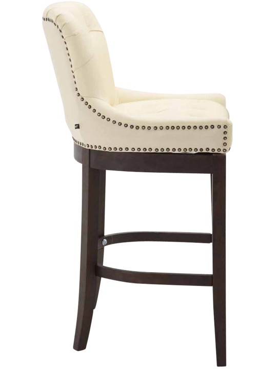 Taburete de bar Lakewood cuero auténtico, antiguo, crema