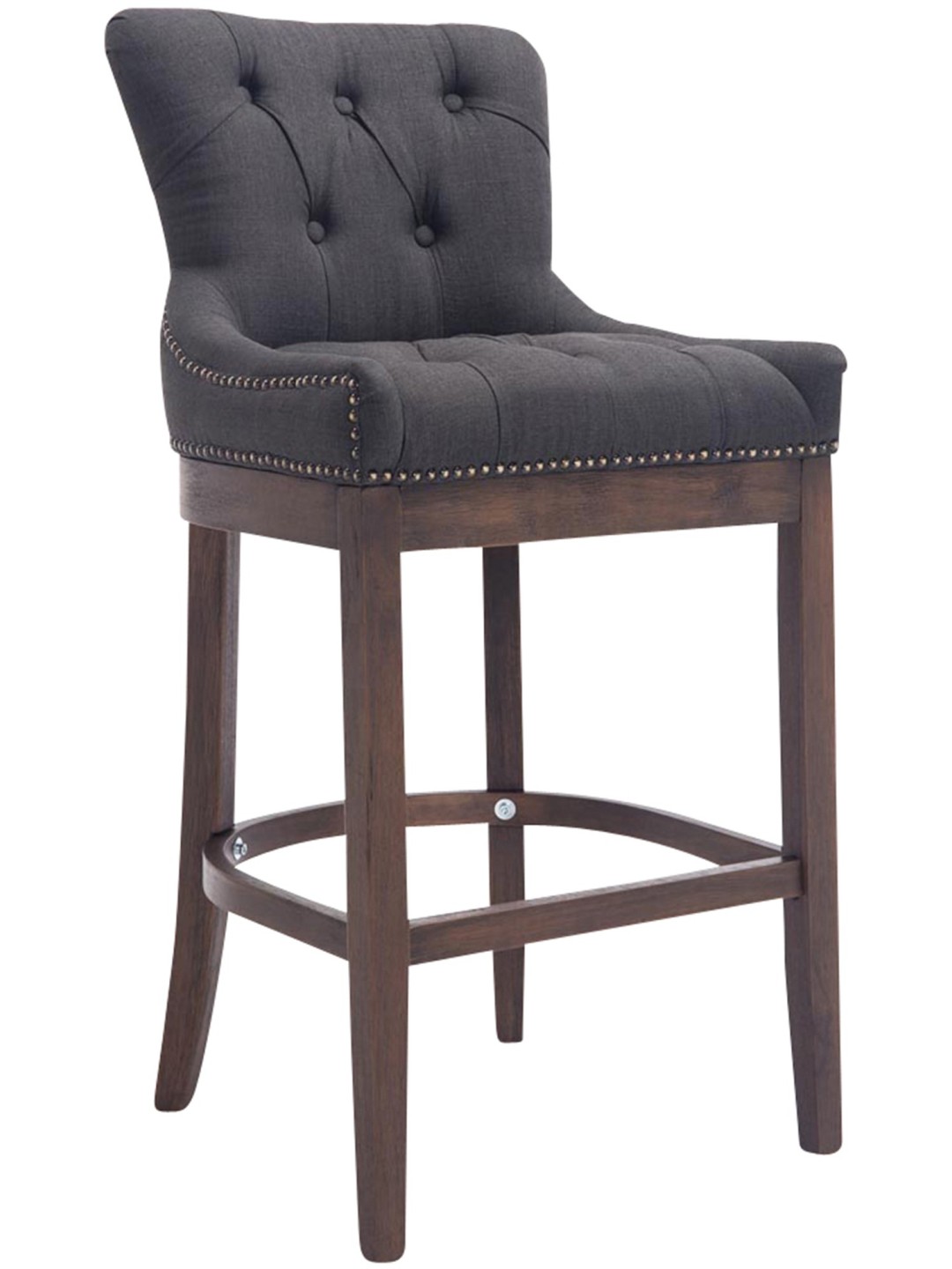 Taburete de bar de tela Lakewood, antiguo, gris oscuro