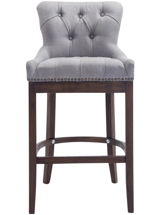 Taburete de bar de tela Lakewood, antiguo, gris claro