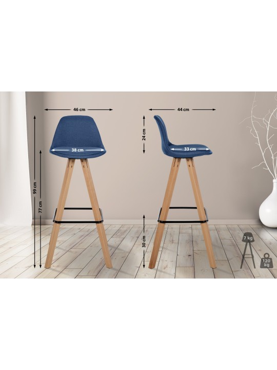 Taburete de bar Corbin tela Square natura, azul Taburete de bar Corbin tela Square natura, azul
