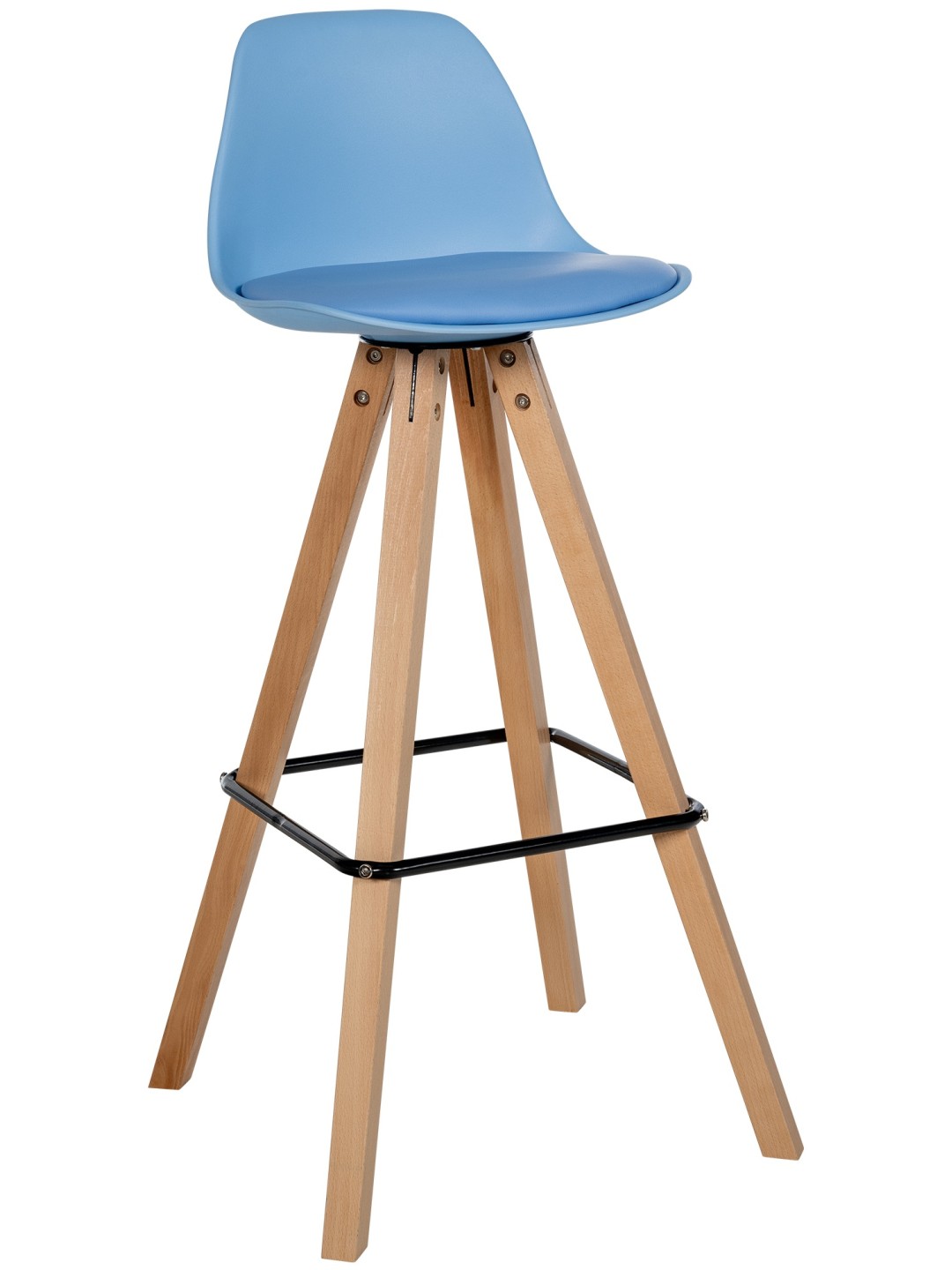 Taburete de bar Corbin piel sintética Square natura, azul