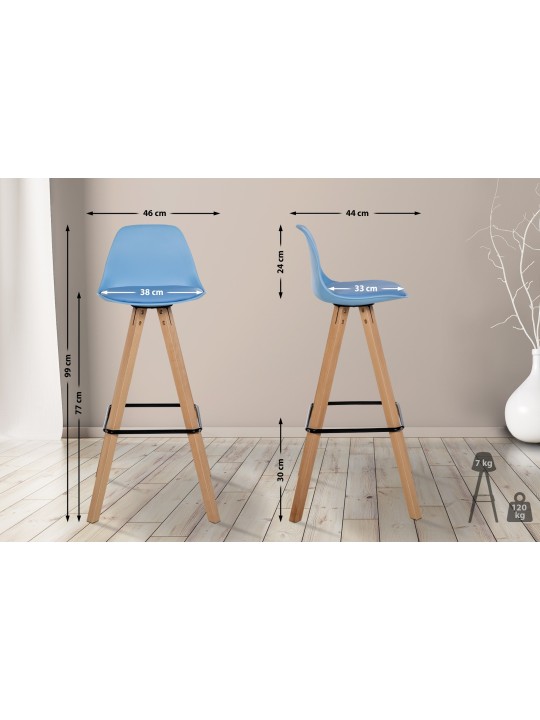 Taburete de bar Corbin piel sintética Square natura, azul