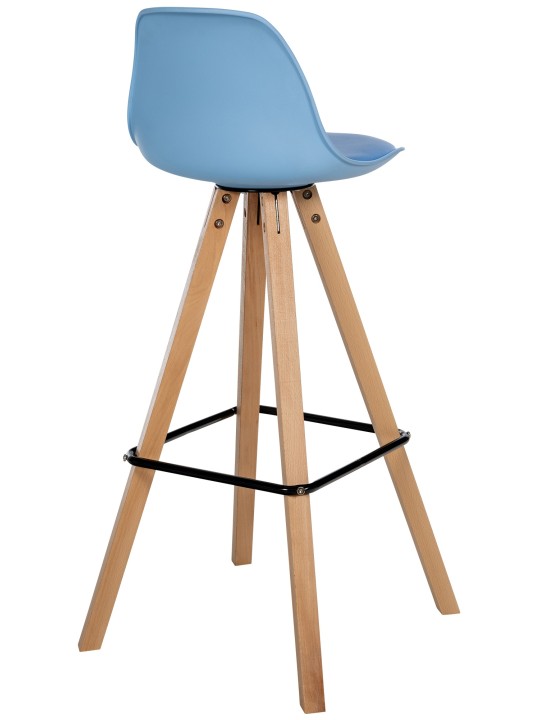 Taburete de bar Corbin piel sintética Square natura, azul