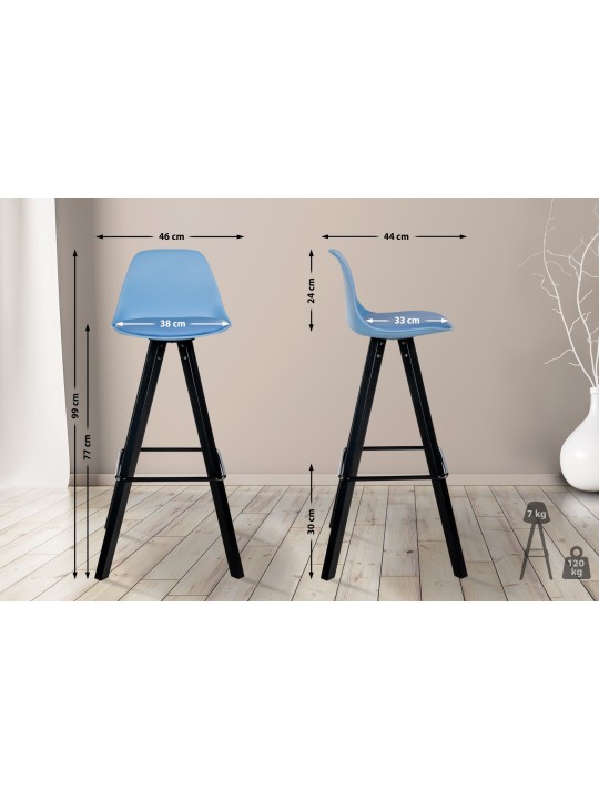 Taburete de bar Corbin de piel sintética Cuadrado, azul