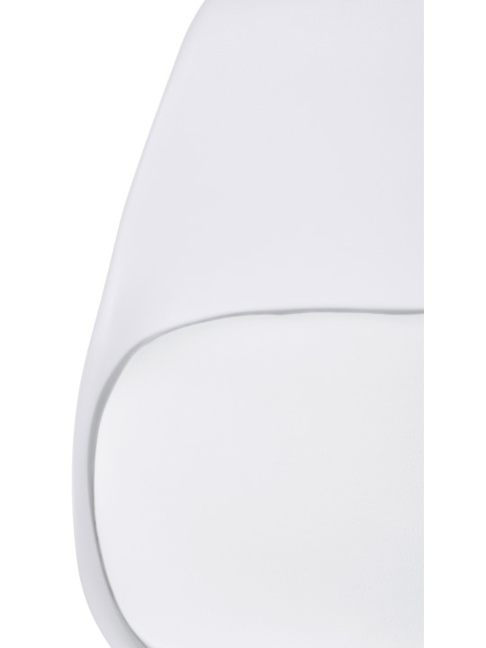 Taburete de bar Corbin redondo de piel sintética natural, blanco