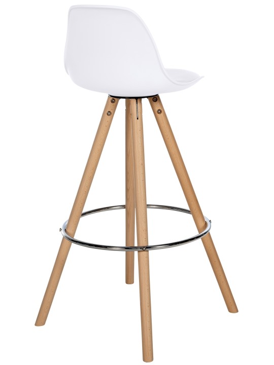 Taburete de bar Corbin redondo de piel sintética natural, blanco