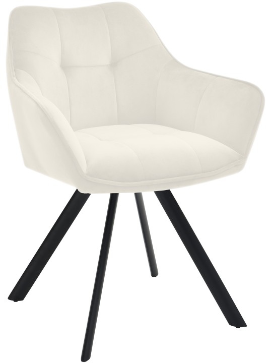 Silla de comedor de terciopelo Scott, crema