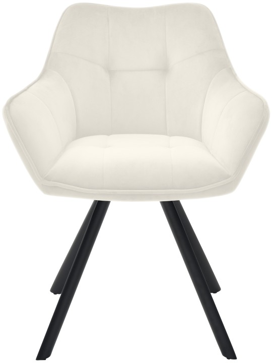 Silla de comedor de terciopelo Scott, crema