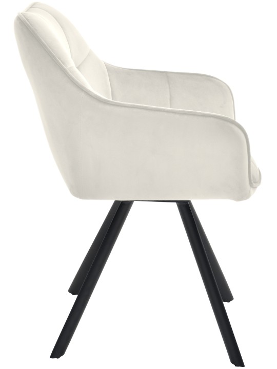 Silla de comedor de terciopelo Scott, crema