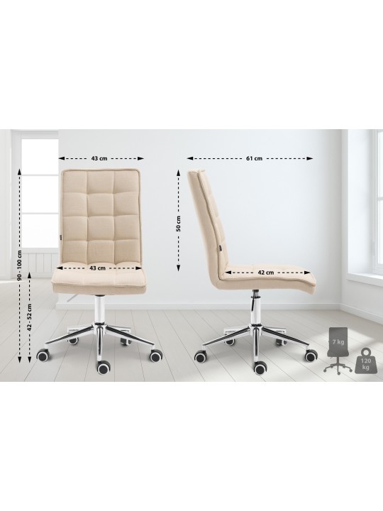 Taburete de trabajo Peking V2 tela, crema