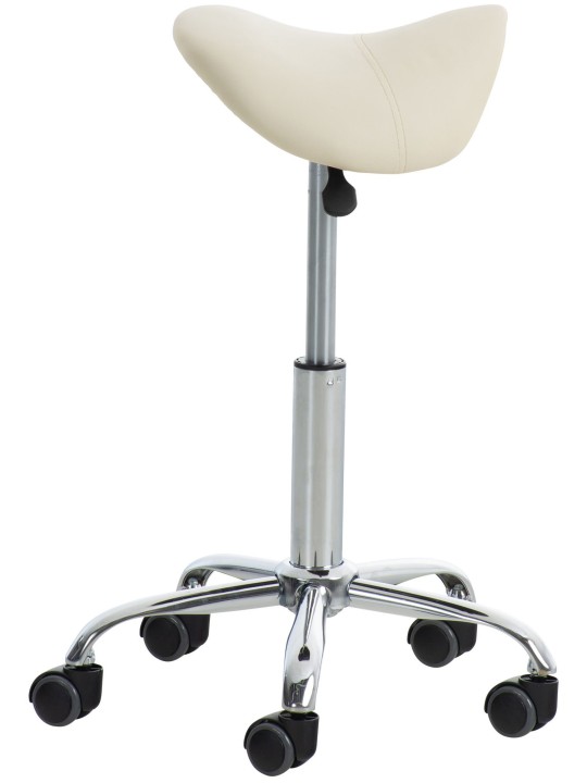 Juego de 2 taburetes de trabajo Reno piel sintética, crema