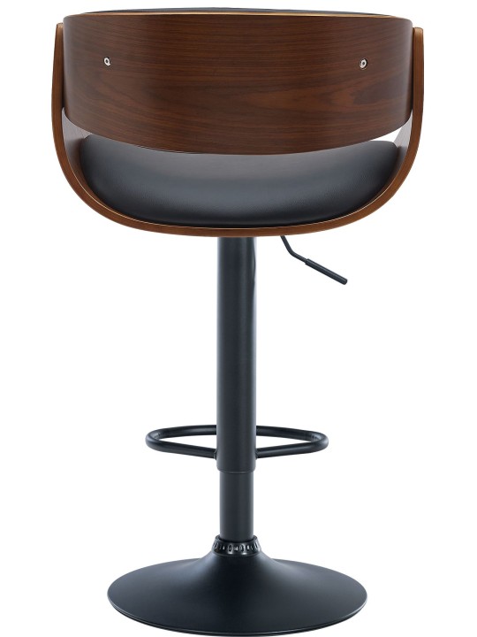 Juego de 2 taburetes de bar Portmore piel sintética B, nogal/negro