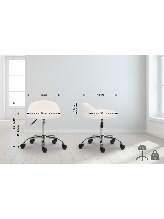 Taburete de trabajo Teramo piel sintética, blanco Taburete de trabajo Teramo piel sintética, blanco