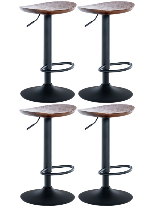 Juego de 4 taburetes de bar Skelde, nogal
