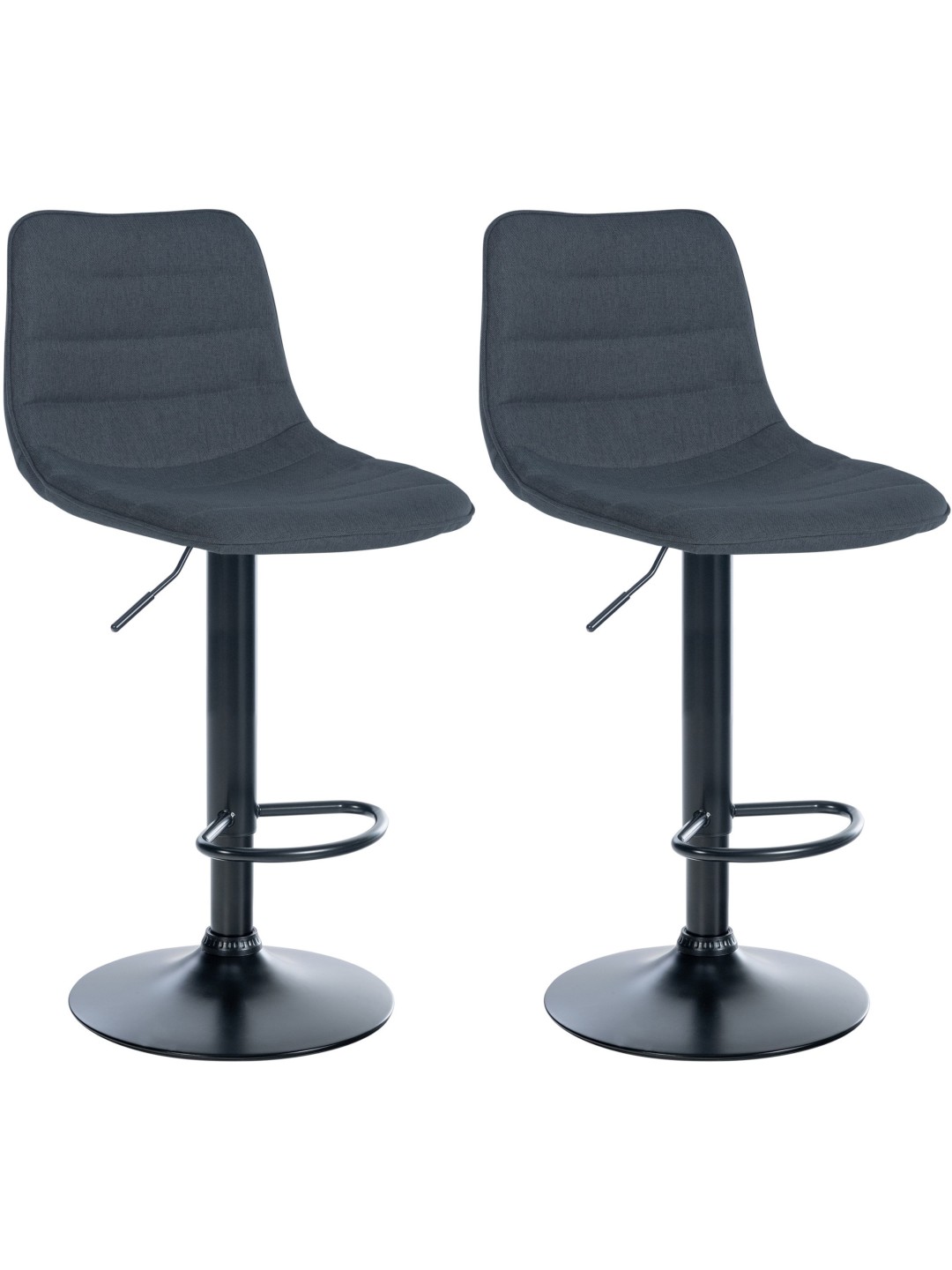 Juego de 2 taburetes de bar Lex tela B, gris oscuro