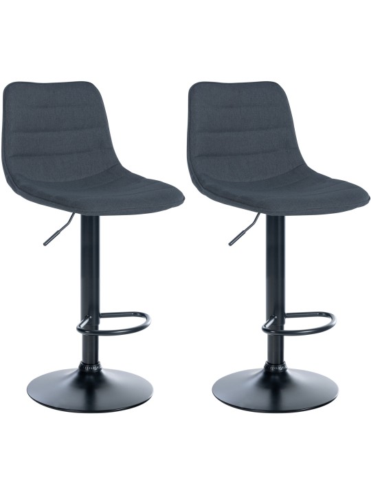 Juego de 2 taburetes de bar Lex tela B, gris oscuro