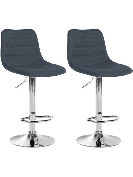 Juego de 2 taburetes de bar Lex tela C, gris oscuro