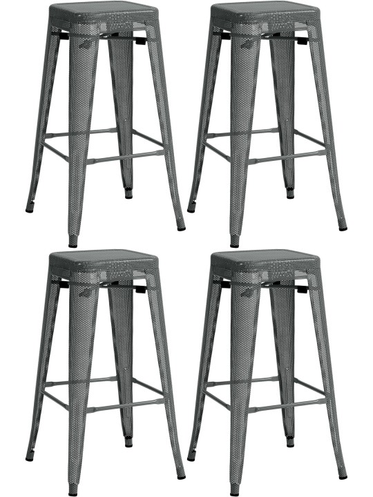 Juego de 4 taburetes de bar Fletcher, gris Juego de 4 taburetes de bar Fletcher, gris