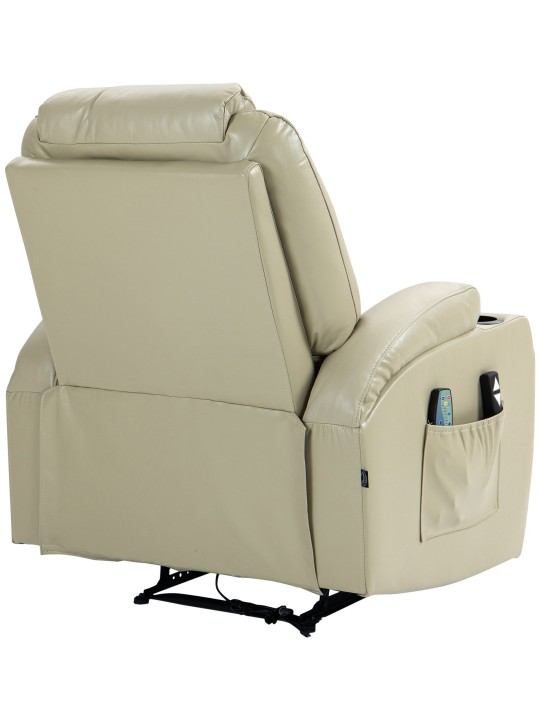 Sillón Hepler con función de masaje de piel sintética, crema