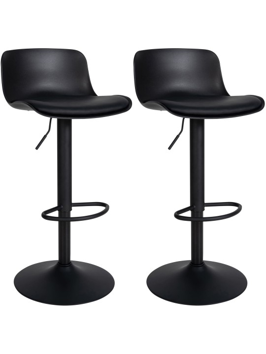 Juego de 2 taburetes de bar Almada piel sintética, negro