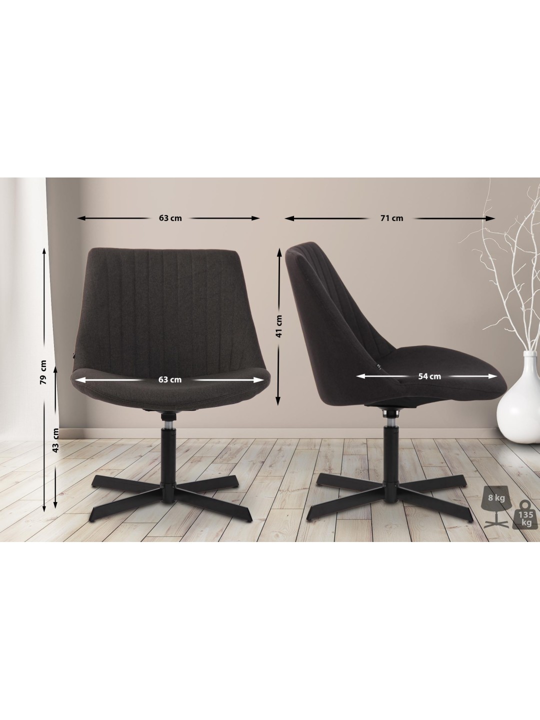 Tumbona Granby, gris oscuro