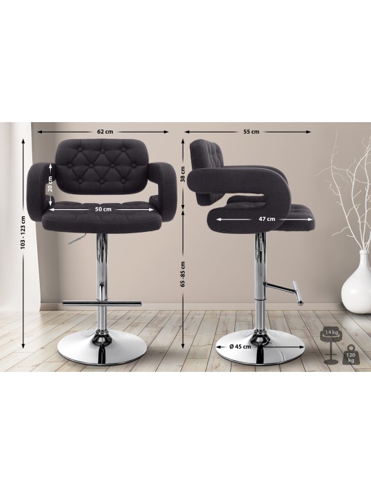 Taburete de bar Dublin FABRIC C, negro