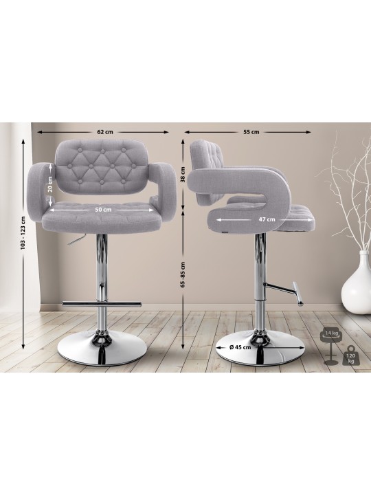 Taburete de bar Dublin FABRIC C, gris