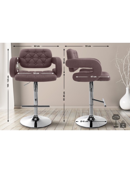 Taburete de bar Dublin FABRIC C, marrón