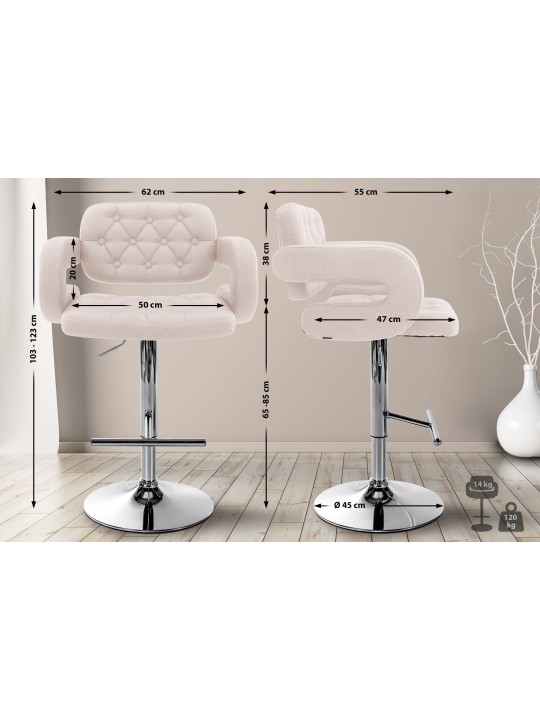 Taburete de bar Dublin FABRIC C, beige