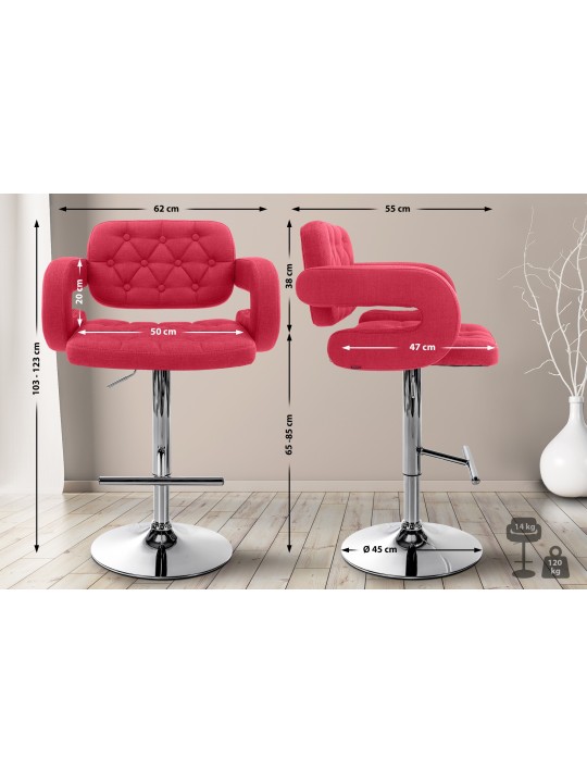 Taburete de bar Dublin FABRIC C, rojo