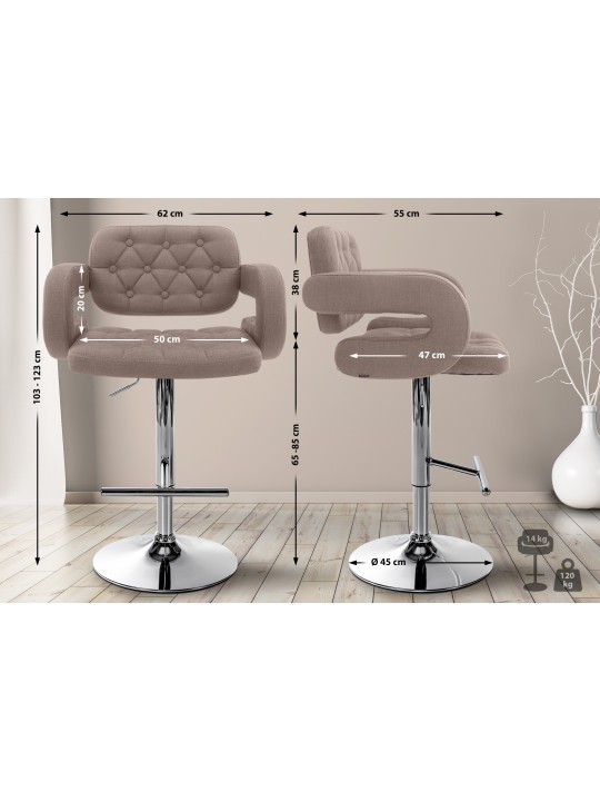 Taburete de bar Dublin FABRIC C, taupe Taburete de bar Dublin FABRIC C, taupe