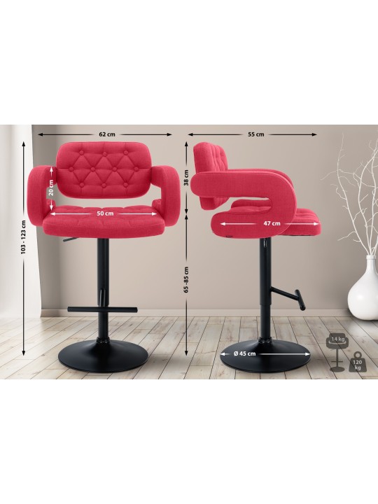 Taburete de bar Dublin FABRIC, rojo