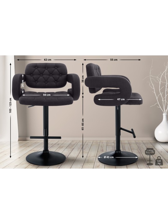 Taburete de bar Dublin FABRIC, negro