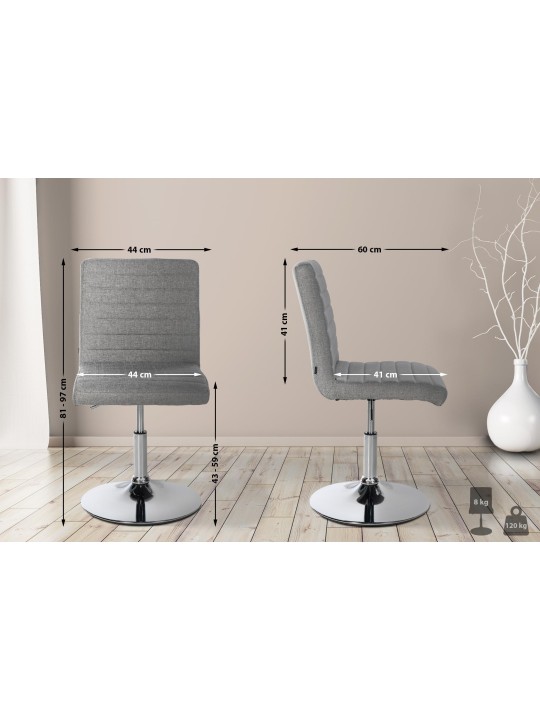 Conjunto de 2 sillas de comedor tela Elvas, gris