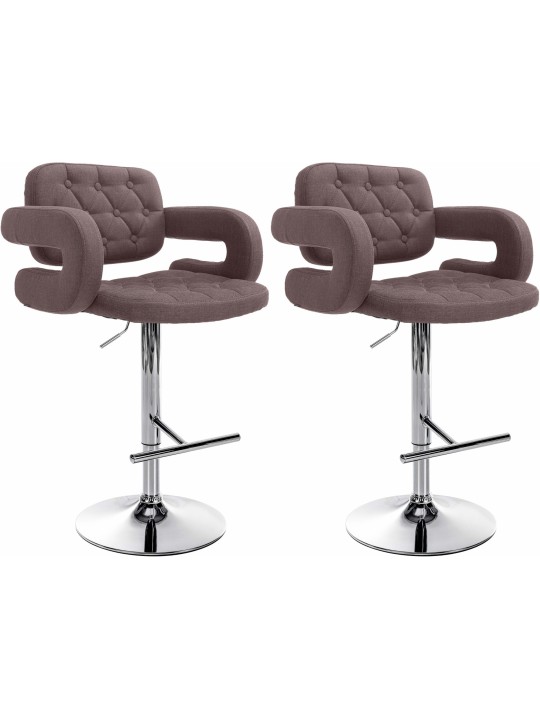 Juego de 2 taburetes de bar tela Dublin C, marrón
