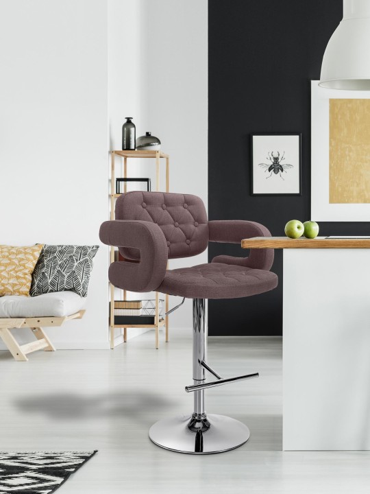 Juego de 2 taburetes de bar tela Dublin C, marrón