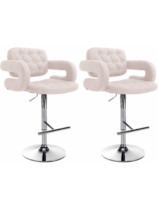 Juego de 2 taburetes de bar tela Dublin C, beige