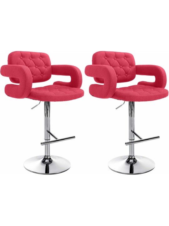 Juego de 2 taburetes de bar tela Dublin C, rojo