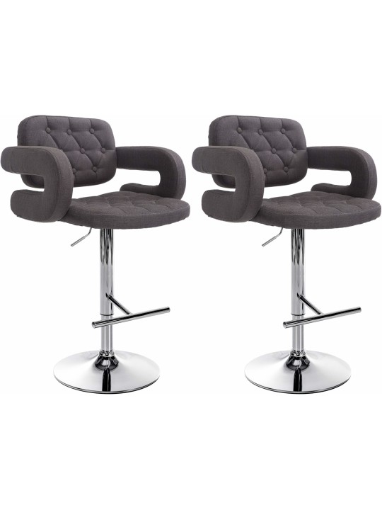 Juego de 2 taburetes de bar tela Dublin C, gris oscuro