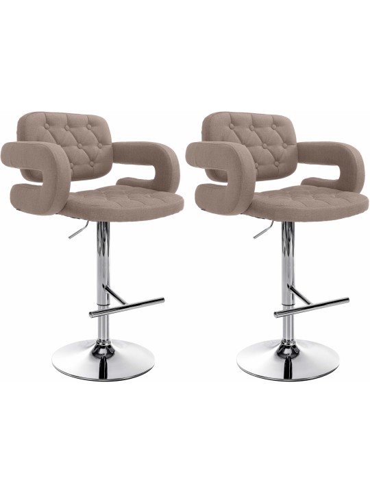 Juego de 2 taburetes de bar tela Dublin C, taupe