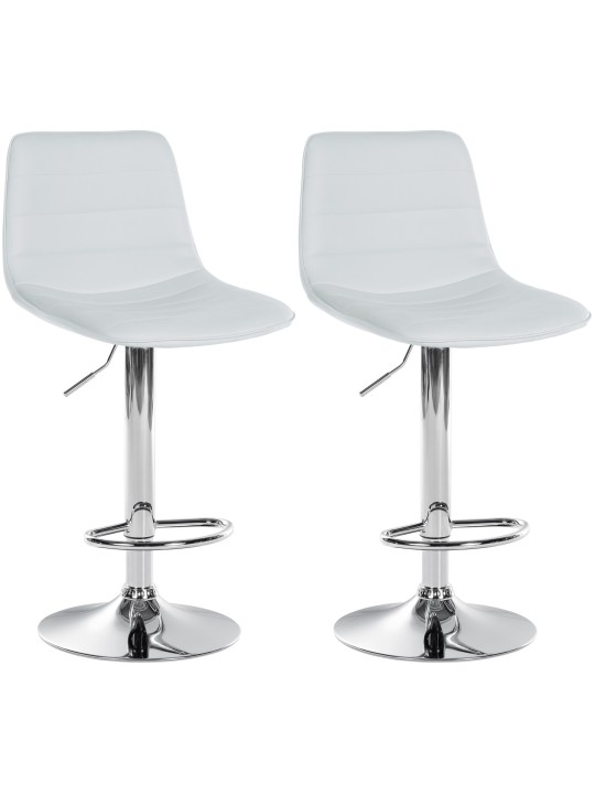 Juego de 2 taburetes de bar Lex piel sintética C, blanco
