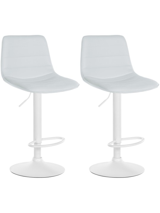 Juego de 2 taburetes de bar Lex piel sintética W, blanco