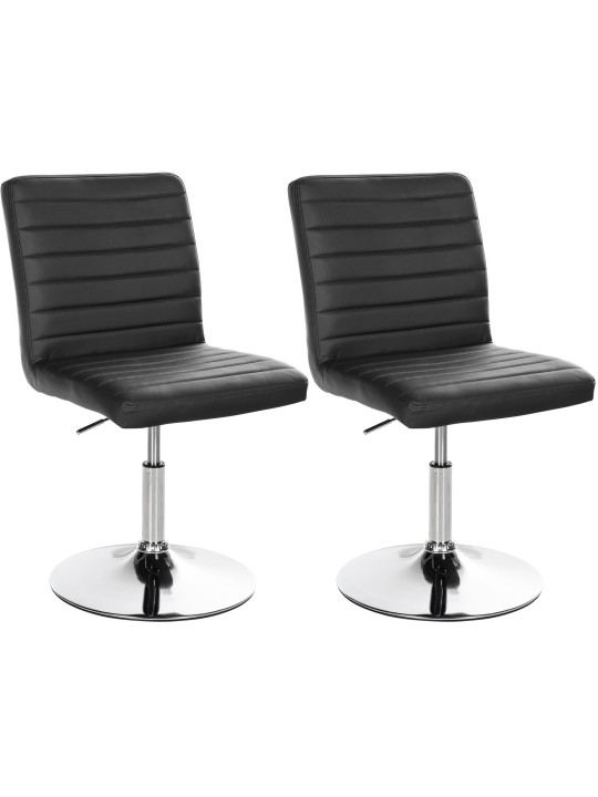 Juego de 2 sillas de comedor Elvas piel sintética, negro