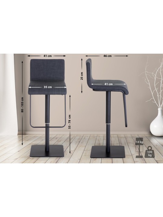 Taburete de bar Limon B tela, gris oscuro