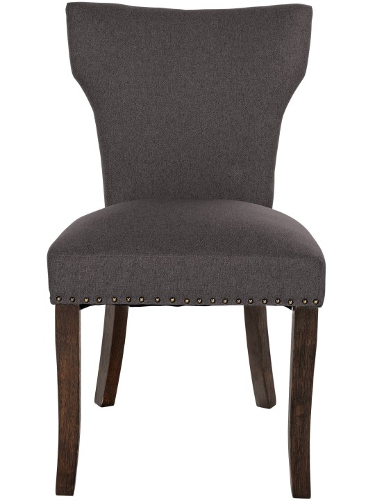 Juego de 2 sillas de comedor Zadar tela envejecido-oscuro, gris oscuro