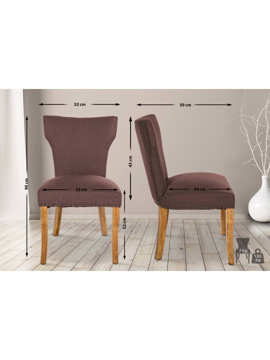 Juego de 2 sillas de comedor Zadar tela antiguo-claro, marrón