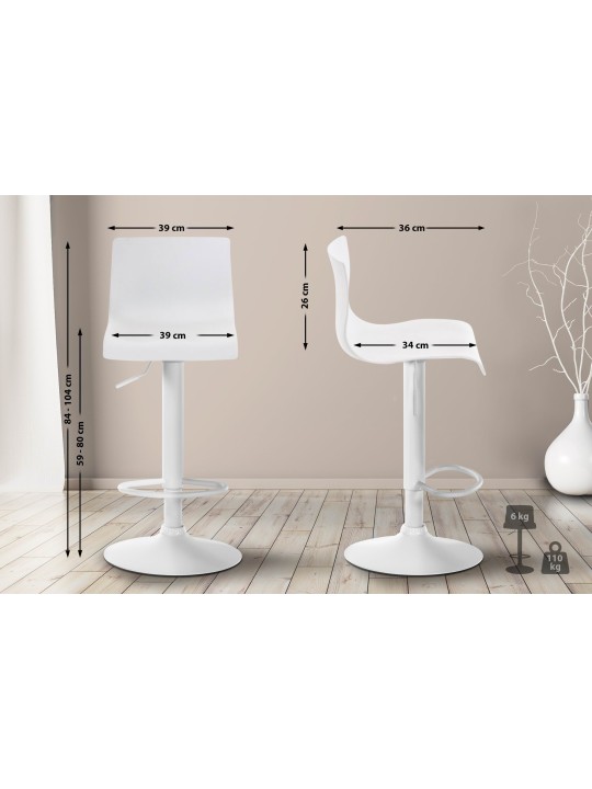 Taburete de bar Hoover W, blanco Taburete de bar Hoover W, blanco
