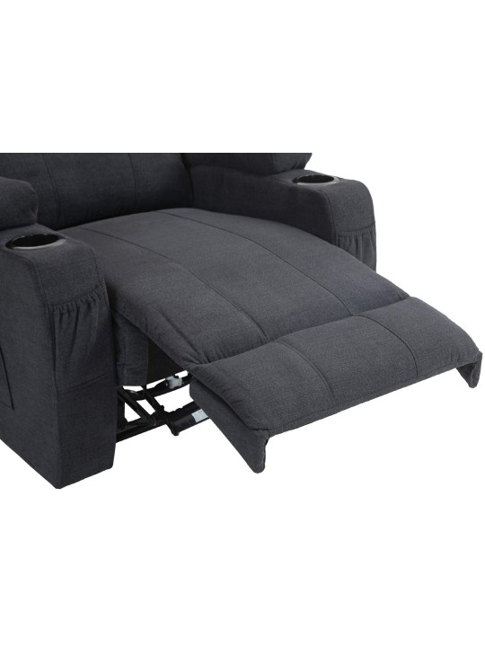 Sillón Hepler con función masaje tejido, gris oscuro